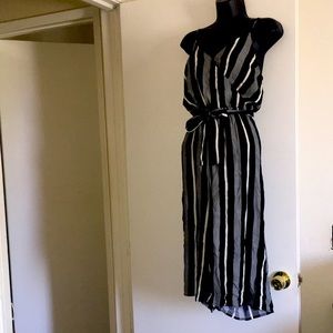 Black and white striped romper